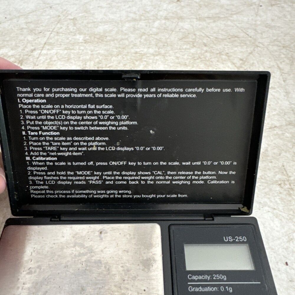 US-250 250g x0.1g DIGITAL JEWELRY SCALE FROM US BALANCE - Picture 5 of 7